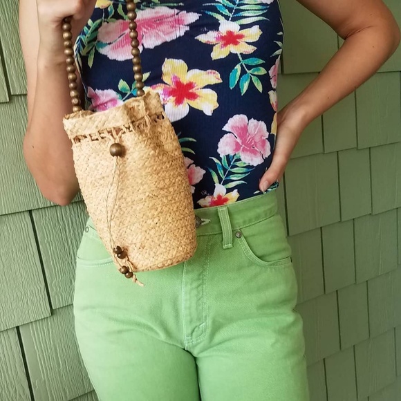 mini rattan vtg beach bag phone cute unique - Picture 1 of 5